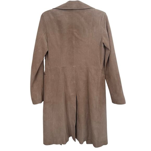 Vintage Bebe Coat Women's Size Small Tan Genuine Suede Leather Y2K Overcoat - Picture 8 of 9